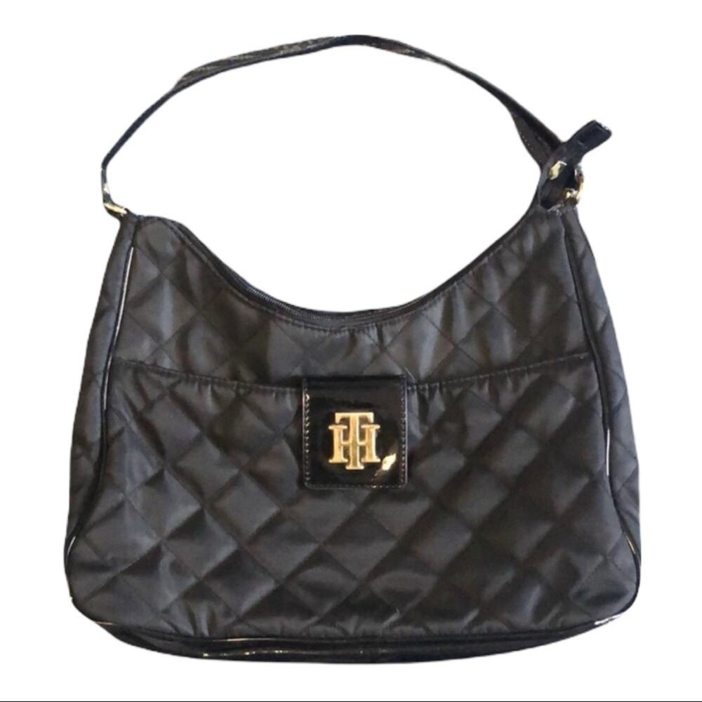 Tommy Hilfiger Bag Black Purse One-Strap Quilted Pattern Material